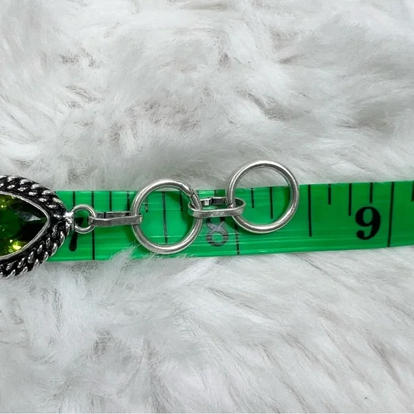 Peridot Rope Design 925 Pendant Bracelet Earrings & Chain (synthetic stones) - Picture 9 of 11